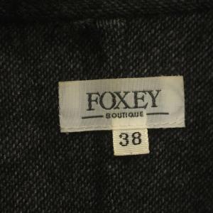 FOXEY BOUTIQUE ツイード ジャケット カシミヤ混 ジップアップ フリンジ ブルゾン 38 M グレー 黒