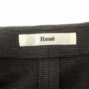 René ワンピース ハーフジップ ひざ丈 長袖 肩パット 36 S グレー /G