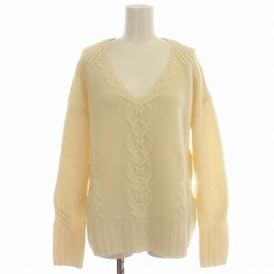 カシミヤ ニット Vネック セーター 長袖 M オフホワイト 白 /G