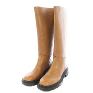 ラグソールロングブーツ ラウンドトゥ 37 茶 キャメル 1221662119-0 /TK