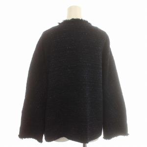 IENA 22SS ＆NAVY ツィードジャケット ノーカラー ジャケット 38 M ネイビー 紺