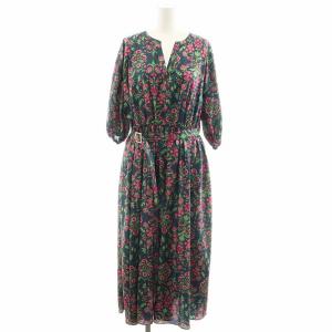 23AW ワンピース ロング丈 七分袖 花柄 36 ピンク 緑 グリーン /AN12