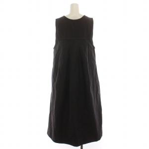 MHL. 21SS CONTRAST WRAP COTTON ワンピース ジャンパースカート フレア 2 黒 ブラック 595-1256500