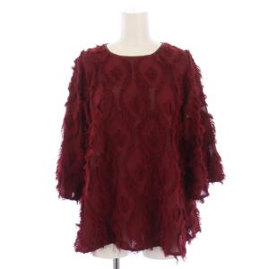 シャツ ブラウス フリンジ 七分袖 38 赤 レッド /DK