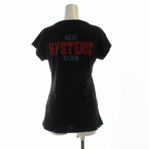 HYSTERIC GLAMOUR Tシャツ カットソー プリント クルーネック 半袖 F 黒 ブラック 0162CT03
