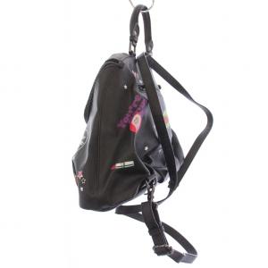 HYSTERIC GLAMOUR リュックサック デイバッグ ハンドバッグ 2WAY 総柄 レザー 黒 ブラック