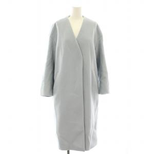 20AW マンテコ MANTECO ノーカラーコート アウター ミドル 34 水色 ライトブルー 20020900515130