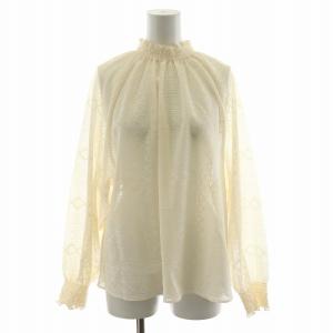 23SS タングルレース シャーリングブラウス シャツ 長袖 36 アイボリー 11-01-32-01103