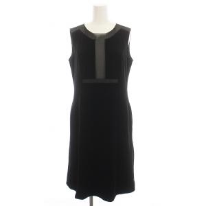ワンピース ロング ノースリーブ ベロア 40 黒 32192 /YM