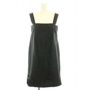 ワンピース ひざ丈 ノースリーブ 絹 シルク 38 黒 ブラック 22938 /YT
