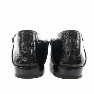 Le Talon パンプス フロントストラップ ポインテッドトゥ エナメル 23.5cm 黒 ブラック 15241 /AN8