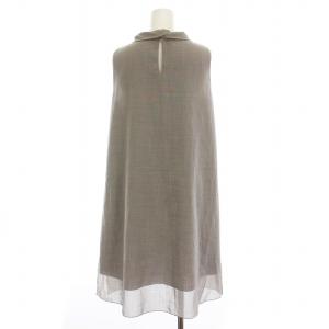 FOXEY NEW YORK ワンピース ひざ丈 ノースリーブ 40 グレー 33711