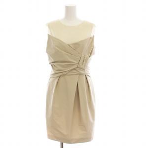 ノースリーブワンピース ひざ丈 シアー切替 40 ベージュ 27231 /YM