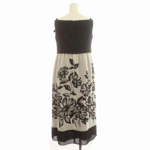 M'S GRACY ノースリーブ ワンピース ロング 花柄 リボン 38 M 黒 グレー