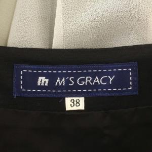 M'S GRACY ノースリーブ ワンピース ロング 花柄 リボン 38 M 黒 グレー