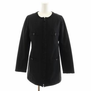 中綿コート ミドル丈 ビジュー装飾 アウター 38 S 黒 ブラック /AN25