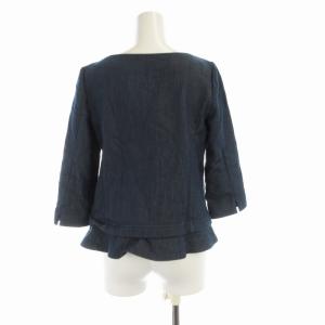 TO BE CHIC シャツ ブラウス デニム ビジュー装飾 花モチーフ 七分袖 40 インディゴ W5P01-524-29