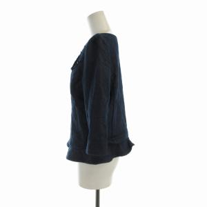 TO BE CHIC シャツ ブラウス デニム ビジュー装飾 花モチーフ 七分袖 40 インディゴ W5P01-524-29