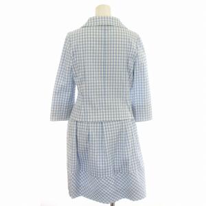 M'S GRACY スーツ セットアップ ギンガムチェック ジャケット スカート ひざ丈 38 M 水色 ライトブルー