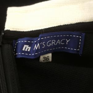 M'S GRACY ニットワンピース ひざ丈 プリーツ 長袖 ワンピース 36 S 黒 ブラック