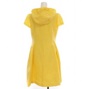 M'S GRACY ジップアップ ワンピース ひざ丈 フレア フード付き フリル 半袖 38 イエロー