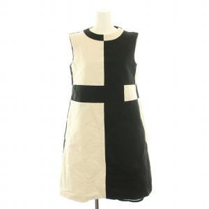 コットンファイユショートドレス ワンピース ひざ丈 ノースリーブ 36 黒 ブラック ベージュ 24192211136
