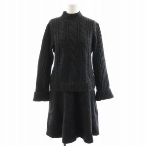 21AW ニットワンピース ロング丈 長袖 ウール カシミヤ混 34 グレー 5142040 /AN15