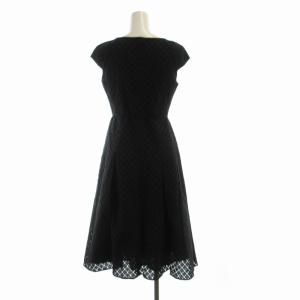 SYBILLA フレアワンピース ミモレ ロング 総柄 刺繍 スクエアネック 半袖 M 黒 ブラック GBEEP-10390