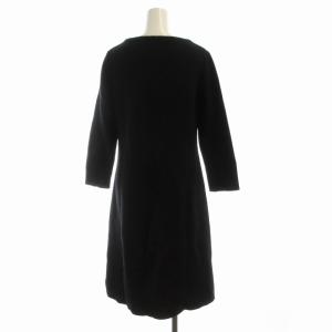 SYBILLA ニット ワンピース ミモレ ロング 総柄 七分袖 M 黒 ブラック GBABG-03490 /RO