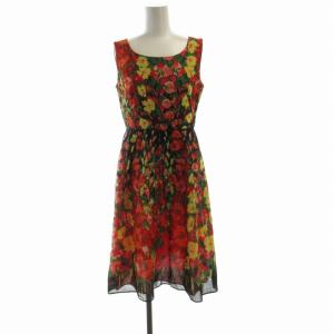 ノースリーブ ワンピース ひざ丈 花柄 麻 リネン混 M マルチカラー GBEGK-04490 /RO