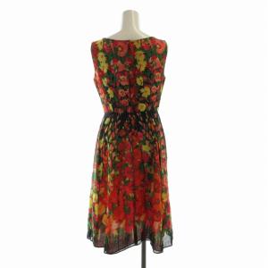 SYBILLA ノースリーブ ワンピース ひざ丈 花柄 麻 リネン混 M マルチカラー GBEGK-04490 /RO