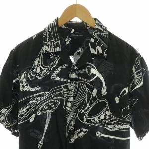 UNDERCOVER ジョン John オープンカラーシャツ 半袖 総柄 2 ブラック JUT7401