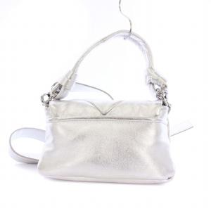 COLE HAAN キルテッドショルダーバッグ ハンドバッグ 2WAY レザー シルバー