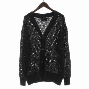 22SS マルチスカシアミカーディガン ニット Vネック オーバーサイズ 長袖 1 紺 ネイビー /EA