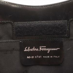 Salvatore Ferragamo AQ-21 ショルダーバッグ フェルト素材 フォーマルバッグ 黒 ブラック /G
