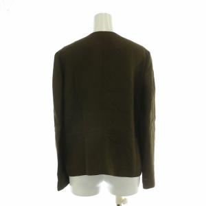 theory luxe ノーカラージャケット アウター ジップアップ 麻 リネン 40 カーキ /BB