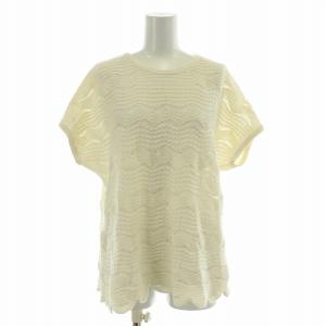 23SS NASSAU ANN ナッソーアン ニット 半袖 クルーネック 編み込み 麻 リネン 38 白