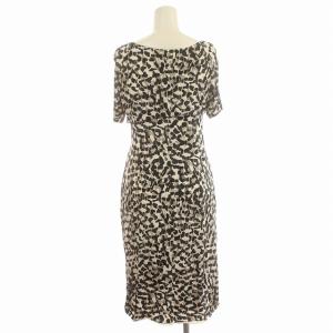 Max Mara ワンピース 半袖 ヒザ下 総柄 タイト 42 M 黒 白