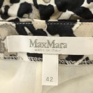 Max Mara ワンピース 半袖 ヒザ下 総柄 タイト 42 M 黒 白