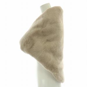 EMPORIO ARMANI スヌード フェイクファー ニット バイカラー グレー ライトベージュ /BB