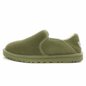 UGG australia KENTON ケントン スリッポン ムートン 厚底 スエード ロゴ US6 カーキ S/N3010 /BB