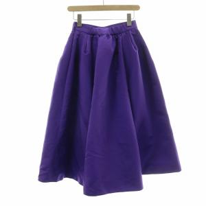 CELFORD 23AW タックボリュームサテンスカート フレア ギャザー ミモレ ロング 無地 36 紫 パープル