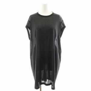 16SS カットソー 半袖 ロング丈 シルク 絹 S 黒 ブラック /AN9