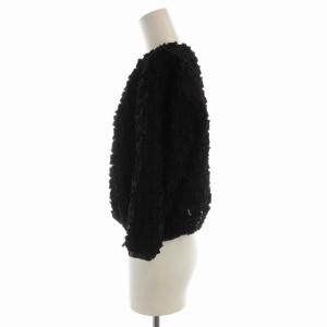 TO BE CHIC ノーカラージャケット レース 七分袖 40 黒 ブラック W5E0955209