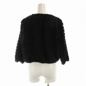 TO BE CHIC ノーカラージャケット レース 七分袖 40 黒 ブラック W5E0955209