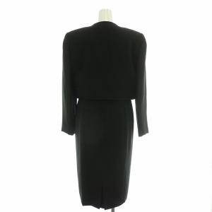 Pierre Cardin セットアップ 上下ノーカラージャケット ショート丈 ワンピース 半袖 ひざ丈 9 黒 ブラック /BB
