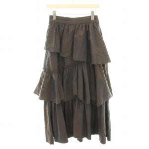 シャンブレータフタボリュームスカート ロング マキシ ティアード FREE 茶 ブラウン 21221515105