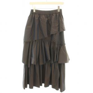 MAISON SPECIAL シャンブレータフタボリュームスカート ロング マキシ ティアード FREE 茶 ブラウン 21221515105