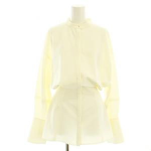 ウエストブラウジングブラウス WAIST BLOUSING BLOUSE シャツ バンドカラー 長袖 F