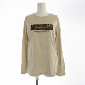 ロングTシャツ カットソー プリント クルーネック 長袖 F ベージュ 0208-110-211 /RO